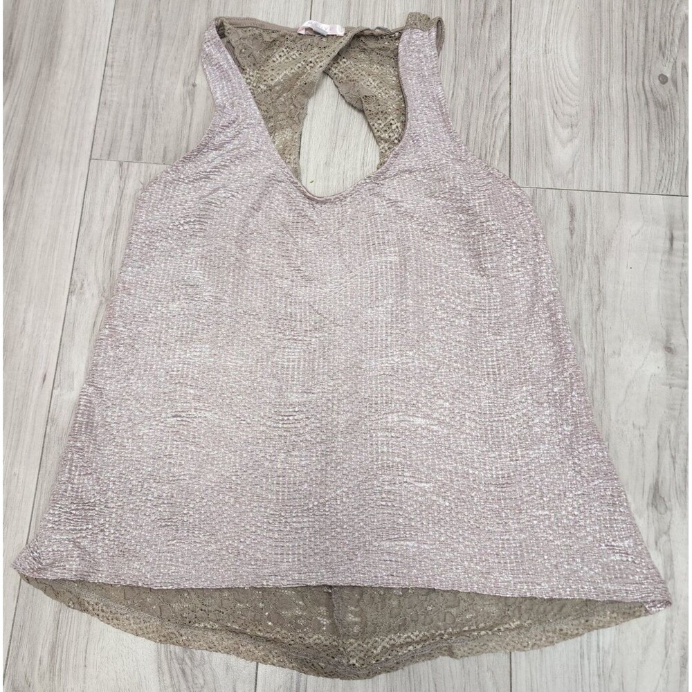 Mauve Sleeveless Lace Back Tank Top Women's Size M